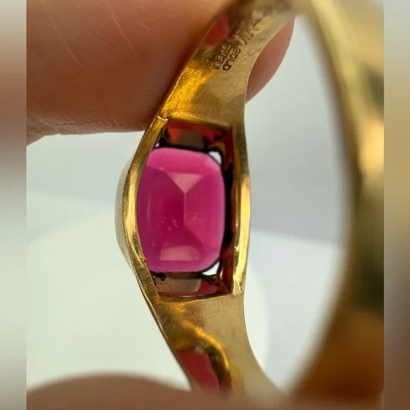 Vintage Ostby & Barton 14K Gold Shell Ruby Statement Ring - Picture 8 of 9